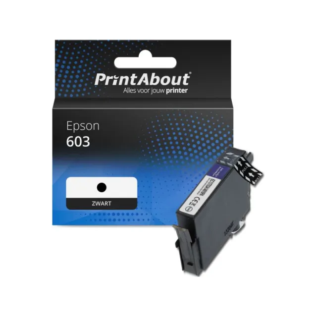 PrintAbout huismerk Inktcartridge 603 (C13T03U14010) Zwart Geschikt voor Epson