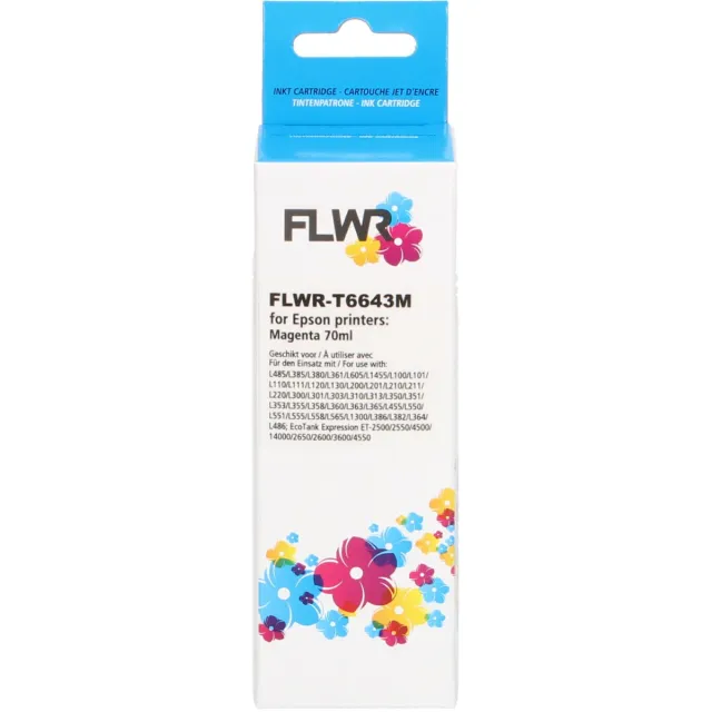 FLWR Inktfles / T6643 / Magenta - Geschikt voor Epson