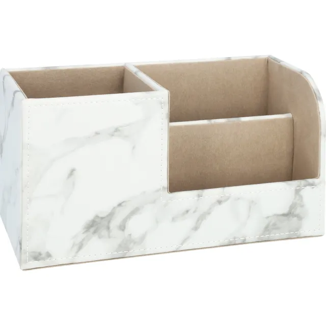 QUVIO Bureau organizer - 3 vakken - Marmerlook wit