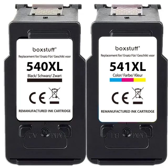Boxstuff Inkt geschikt voor Canon PG-540 XL + CL-541 XL - (5222B012) - Inkt Cartridge 2-pack voor Canon Pixma MG2100 / MG2150 / MG2200 / MG3150 / MG3200 / MG4150 / MG4200 / MX395 / MX435 / MX475 / MX525 - Pack Kleur en Zwart Zwart en Kleur