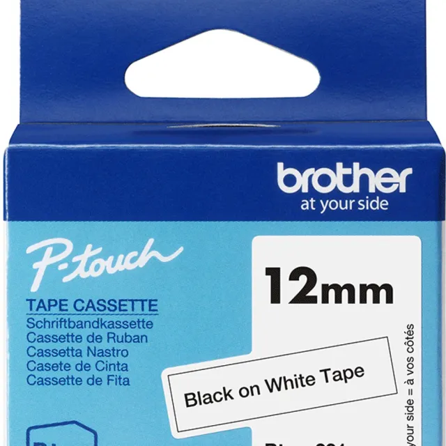 Brother Btag-231 zwart op wit labeltape – breedte 12 mm