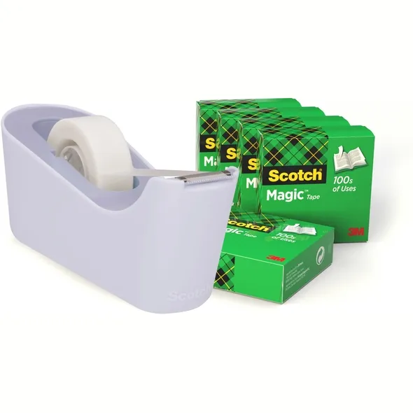 Scotch Plakbandhouder Scotch C18 lavendel + 6 rollen magic tape 19mmx33m