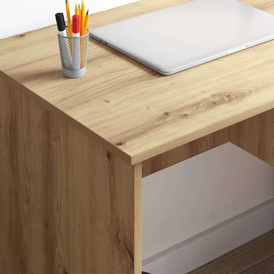 vidaXL Bureau Artisan Eiken 90 x 49 x 75 cm Bewerkt hout, foto 4