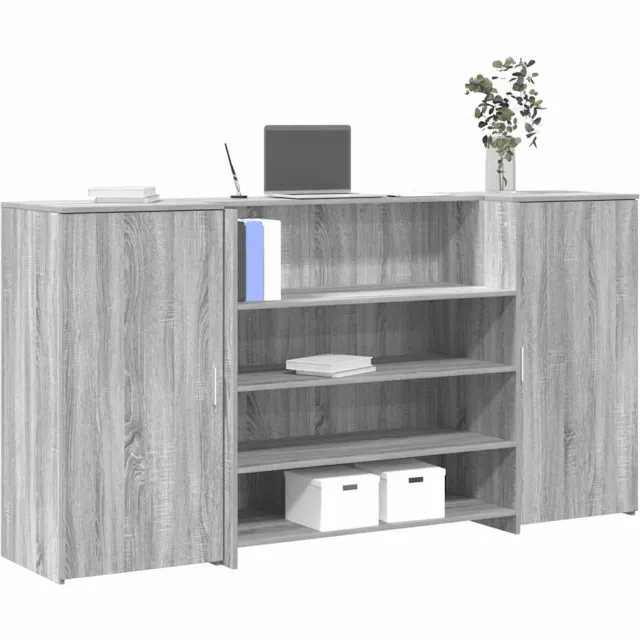 vidaXL Receptiebalie 200x50x103,5 cm bewerkt hout grijs sonoma eiken