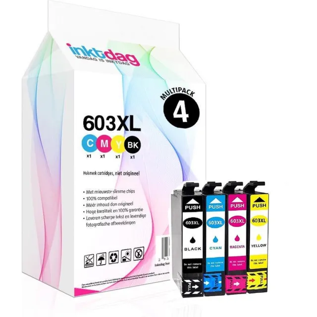 inktdag inktcartridges voor Epson 603XL, Epson 603 multipack van 4 kleuren voor Epson Expression Home XP-2105 XP-3100 XP-3105 XP-4100 XP-4105 XP-4155 Workforce WF-2830DWF WF-2835DWF Zwart