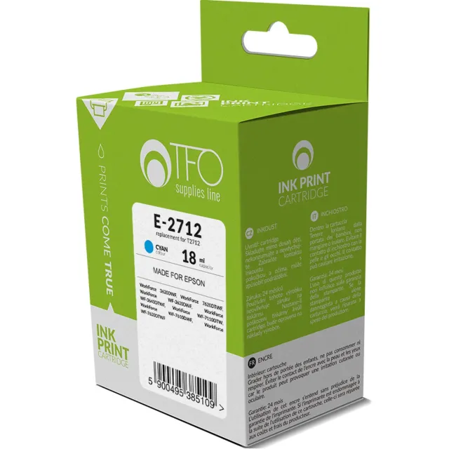 TelForceOne Epson Inkt/Toner cartridge E-2712 - Vervangt T2712 - Blauw - Geschikt voor Epson WorkForce 7620DTWF, Epson WorkForce WF-3620DWF, Epson WorkForce WF-3640DTWF, Epson WorkForce WF-7110DTW, Epson WorkForce WF-7210DTW, Epson WorkForce WF-7610DWF