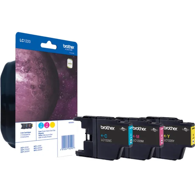 Brother LC1220RBWBP inktcartridge 3 stuk(s) Origineel Cyaan, Magenta, Geel Kleur