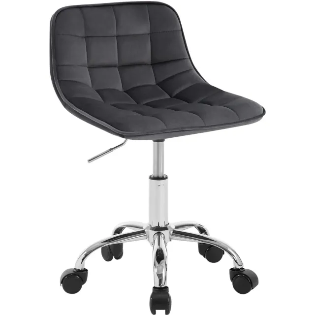 Klarven Bureaukruk Donkergrijs - Bureaukruk met Rugleuning - Bureaukruk op Wieltjes - Office Stool - Ergonomisch, 360 Graden Draaibaar - Hoogte Verstelbaar - Fluwelen Zitting - Max. 150 kg - 51x44x24cm