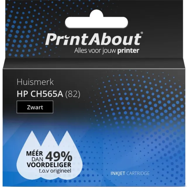 PrintAbout Huismerk HP CH565A (82) Inktcartridge Zwart