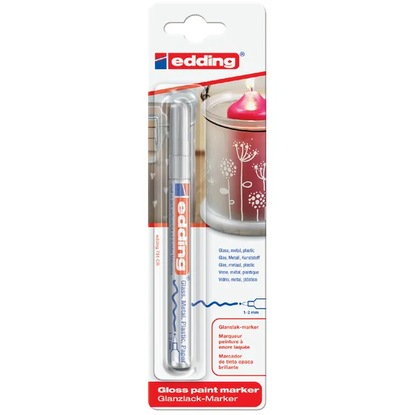 Paintmarker edding 751 op oliebasis 1-2mm zilver blister à 1 stuk