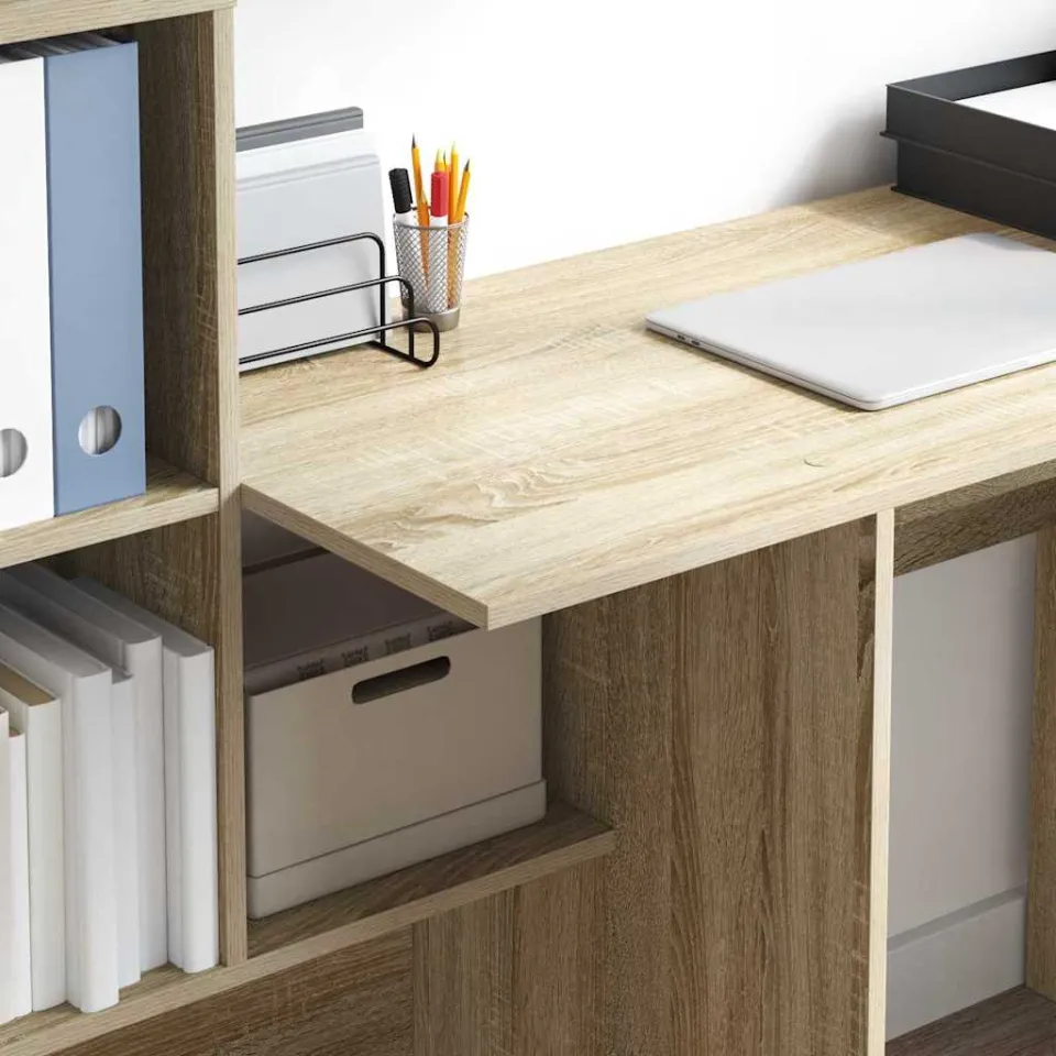 vidaXL Bureau Sonoma Eiken 131,5 x 50 x 106,5 cm Bewerkt hout, foto 3