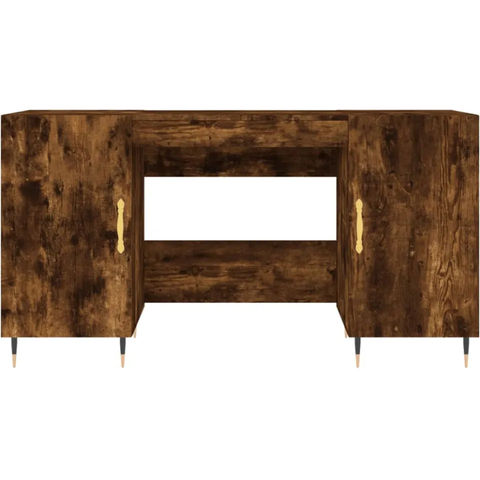 vidaXL Bureau 140x50x75 cm bewerkt hout gerookt eikenkleurig, foto 4