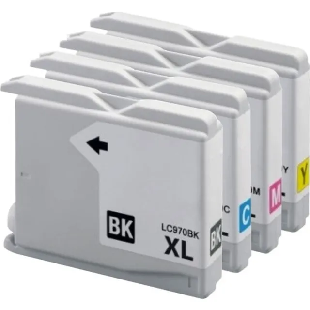 Inktkeuze LC-970 XL Zwart + Alle Kleuren Set - Huismerk inktcartridge compatible met Brother DCP 130C \ DCP 330C \ DCP 350C \ DCP 357C \ DCP 540CN \ DCP 560CN \ DCP 750CW \ DCP 770CW \ MFC 240C \ MFC 3360C \ MFC 440CN \ MFC 465CN \ MFC 5460CN \ MFC 5860CN Zwart, Cyaan, Magenta, Geel