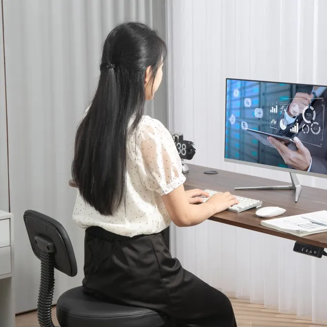 REDOM Ergonomische Tekenkruk - In Hoogte Verstelbaar - Met Verstelbare Voetring - Draaibaar - Kunstleer - Zwart - 52 X 52 X 78-92 Cm