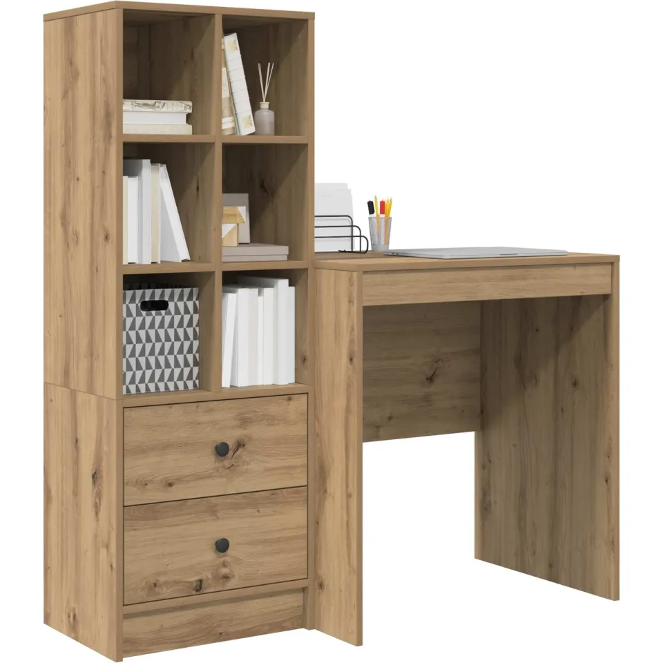 vidaXL Bureau Artisan Eiken 115,5 x 50 x 127 cm 2 st Bruin