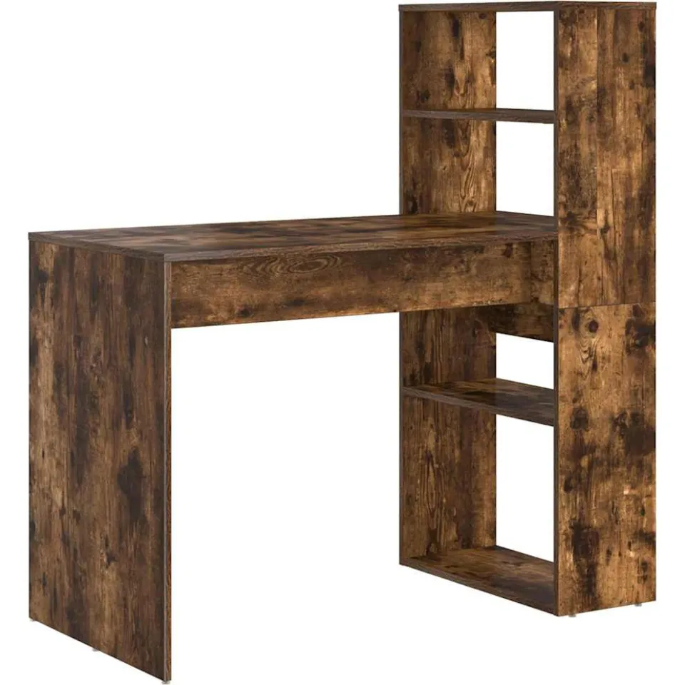 vidaXL Bureau Gerookt eiken 113 x 54 x 120 cm Bewerkt hout Bruin