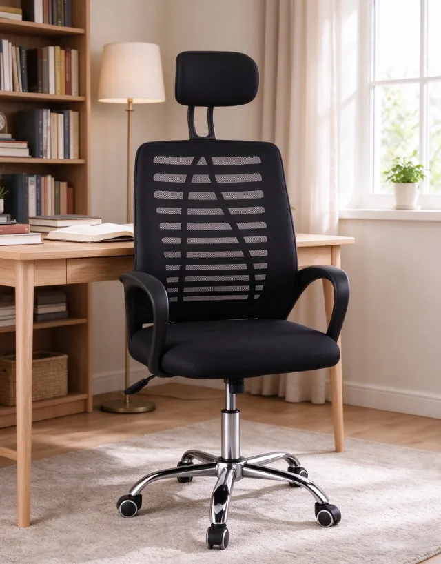 learnlogic Verstelbare bureaustoel met zwenkwielen zwart afmetingen 47x47x116 cm ergonomisch voor langdurig zitten
