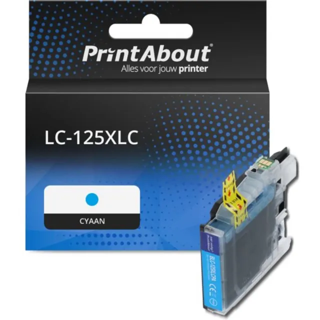 PrintAbout huismerk Inktcartridge LC-125XLC Cyaan Hoge capaciteit geschikt voor Brother