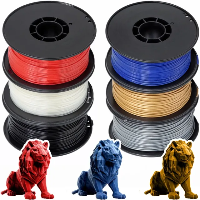 3D&print PLA Filament Pakket - 6 kleuren - 1,75mm - 3D Pen Kids Vullingen - 3d Pen Filament Combideal - Rood, Goud, Zwart, Blauw, Wit en Zilver