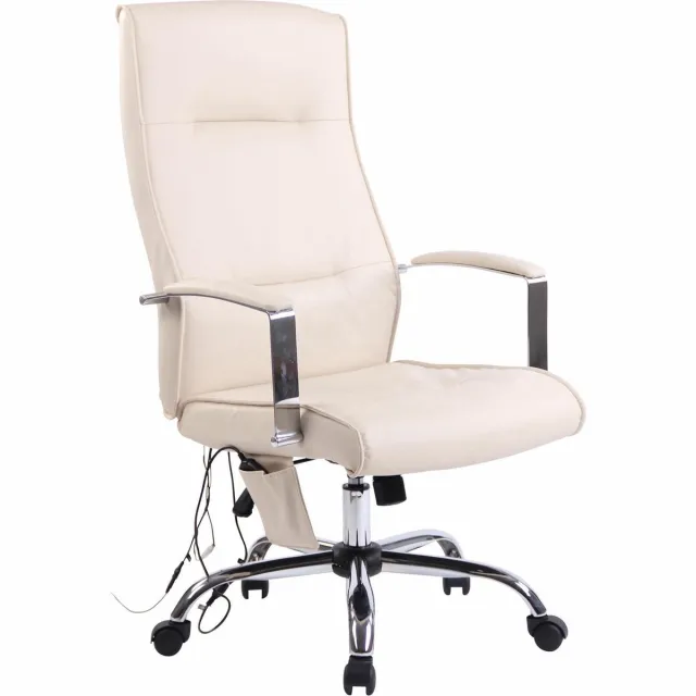 CLP Portland Bureaustoel - Massagefunctie creme Imitatieleer