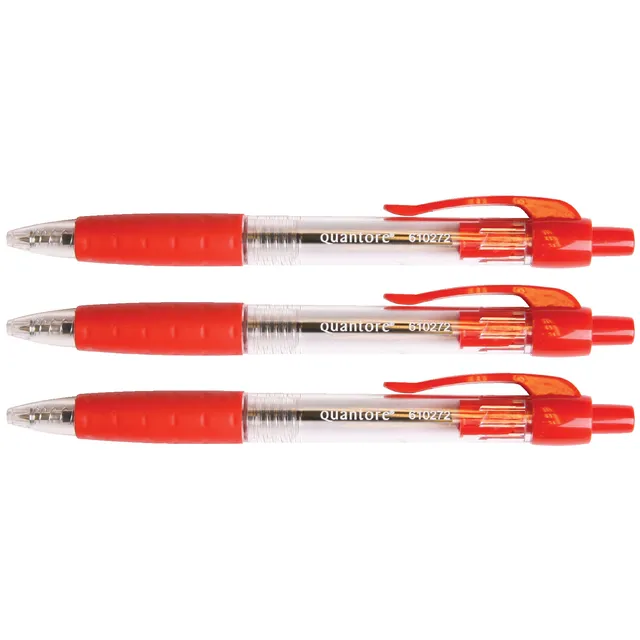 Quantore Balpen Quantore Grip drukknop rood medium