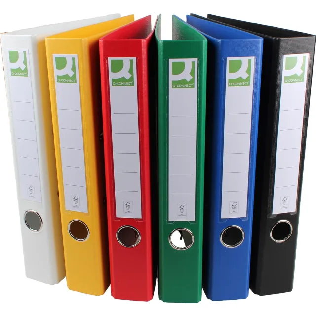 Q-CONNECT ordner, voor ft A4, volledig uit PP, rug van 5 cm, geassorteerde kleuren blauw