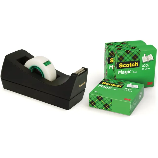 Scotch plakbandafroller zwart + 4 rollen