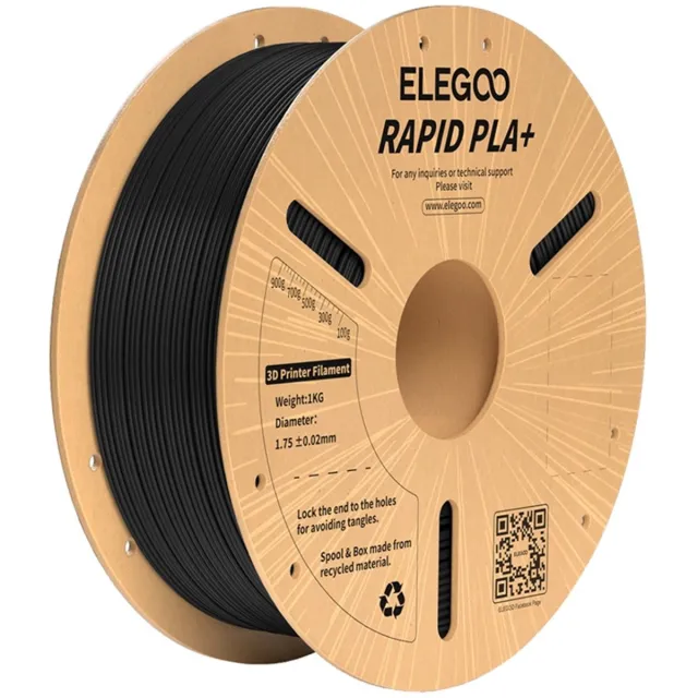Elegoo Filament Rapid Pla+ Voor 3D-Printers Voor Modellen Met Uitzonderlijke Zwart