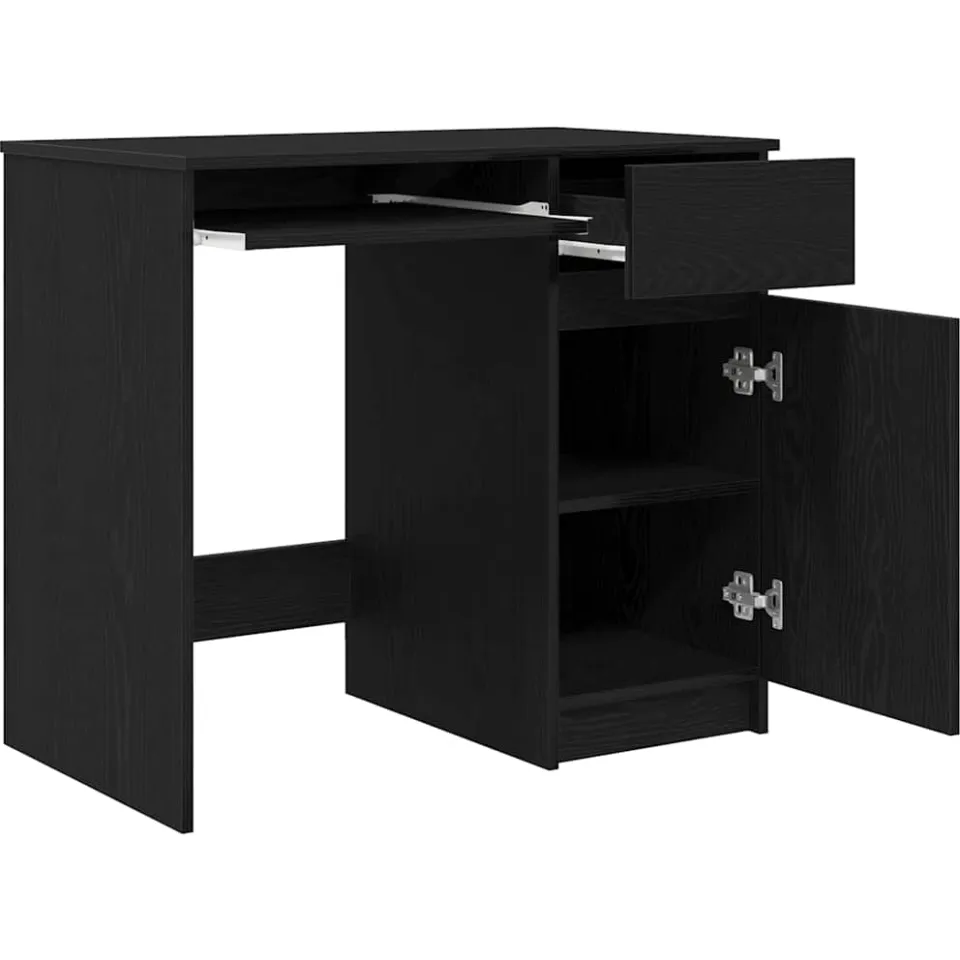 vidaXL Bureau 86x49x76 cm spaanplaat zwart eikenkleurig, foto 4
