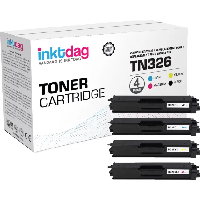 inktdag huismerk toner cartridge voor Brother TN-326, TN-326BK, TN-326C, TN-326M ,TN-326Y, voor DCP-L8400CDN DCP-L8450CDW HL-L8250CDN HL-L8350 HL-L8350CDW MFC-L8650CDW MFC-L8850CDW 4 stuk Set Zwart