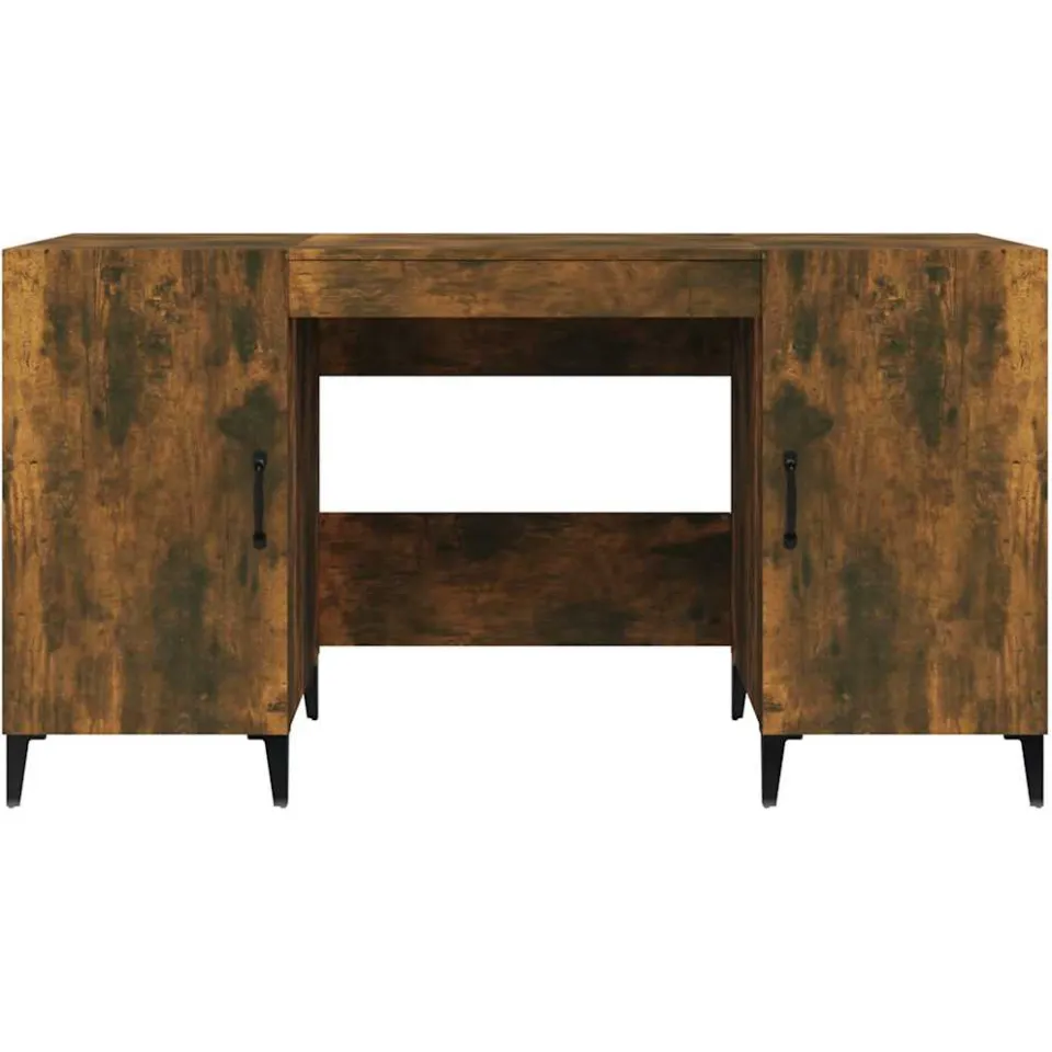 vidaXL Bureau 140x50x75 cm bewerkt hout gerookt eikenkleurig, foto 4