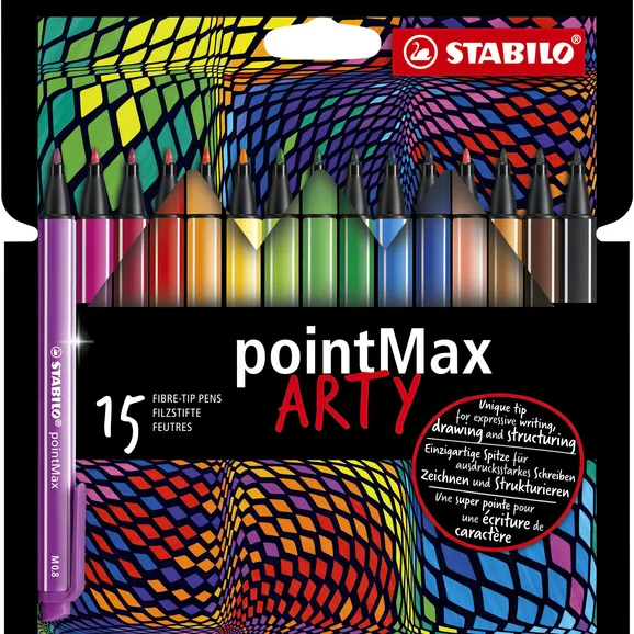 Stabilo Viltstift STABILO pointMax 488/15 Arty medium assorti etui 15 stuks