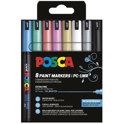 Posca Paintmarker Uni POSCA PC1MR extra fijn metallic assorti set à 8 stuks