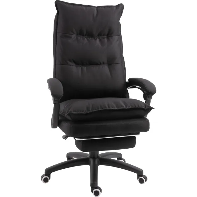 Vinona Massagebureaustoel - 6-punts vibratiemassage - Met voetensteun - In hoogte verstelbaar - Polyester - 70 x 62 x 120-130 cm - Zwart
