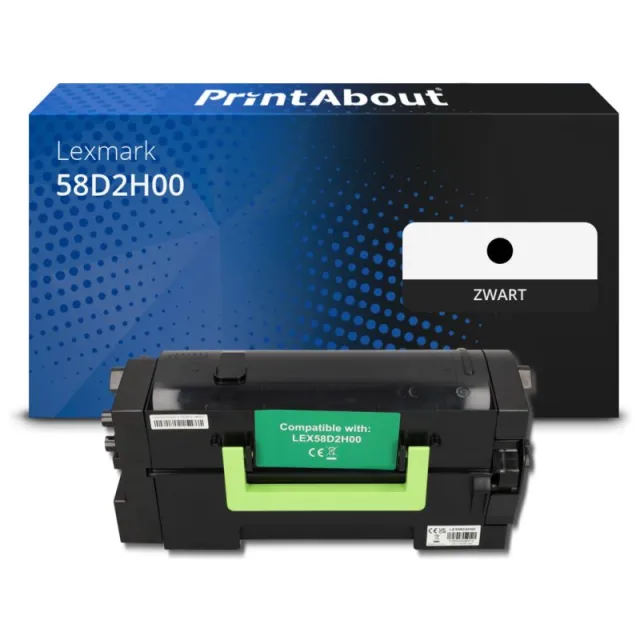 PrintAbout huismerk Toner 58D2H00 Zwart Hoge capaciteit Geschikt voor Lexmark