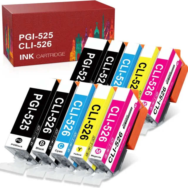 WeCare 10-pack | Geschikt voor Canon PGI-525xl / CLI-526xl - Geschikt voor Pixma IP4800, IP4850, IP4950, IX6550, MG5150, MG5200, MG5250, MG5300, MG5320, MG5350, MG6150, MG6250, MG8150, MG8250, MG715, MX715, MX884, MX885, MX895 Multipack 10 cartridges | BK PBK C M Y
