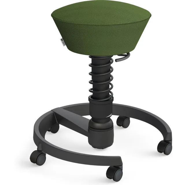 AERIS SWOPPER ergonomische bureaukruk - zwart onderstel - groene zitting - harde wielen - mesh - standaard Zwart/ groen