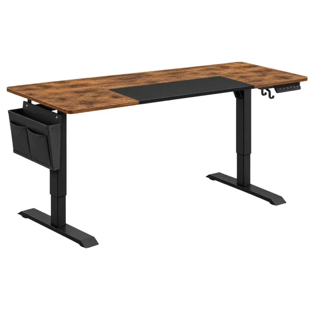 Veya Bureau - Werktafel - Elektrisch bureau - Verstelbaar van 72 tot 120 cm - Stil - Praktische opbergruimte - 160cm x 70 (LxB) Vintage bruin