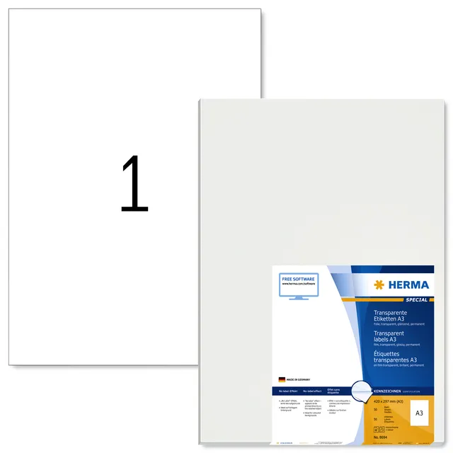 Herma Etiket HERMA 8694 A3 297x420mm transparant 50 stuks