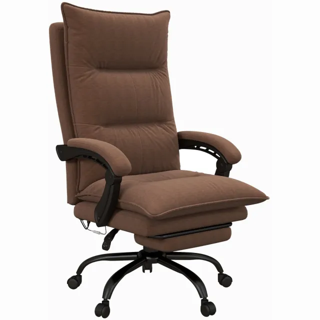 Vinona Bureaustoel met massagefunctie - Met verwarming en voetensteun - In hoogte verstelbaar - 66 x 74 x 114-121,5 cm - Bruin