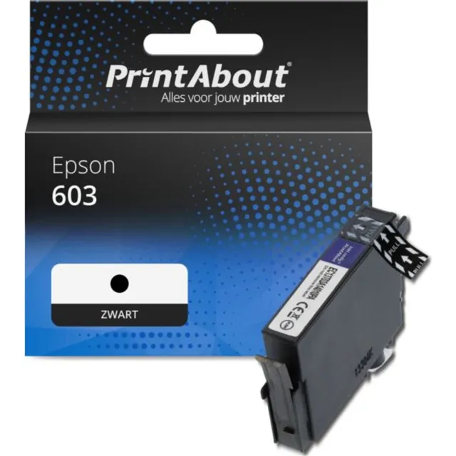 PrintAbout huismerk Inktcartridge 603 (C13T03U14010) Zwart geschikt voor Epson