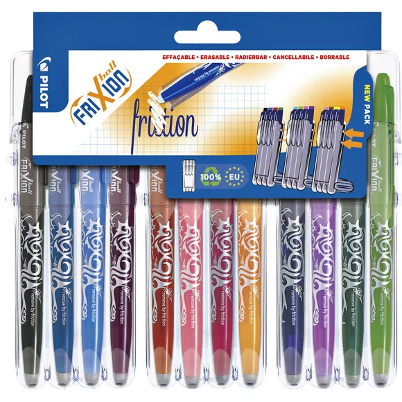 Pilot Rollerpen PILOT friXion medium assorti Set2Go à 12 stuks blauw