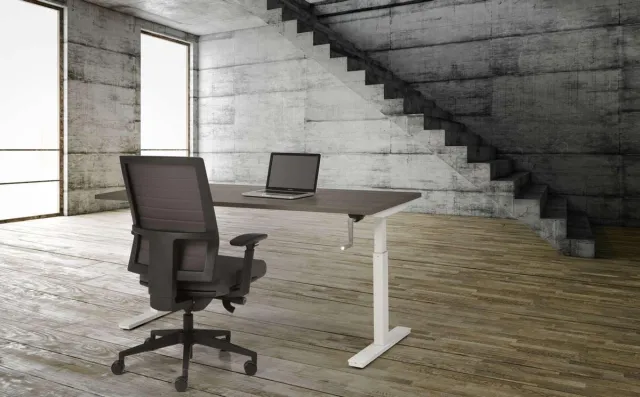 ABC Kantoormeubelen Bureau Teez Slinger zit/sta verstelbaar breed 160CM diep 80CM80CM bladkleur Wit framekleur Zwart (RAL9005) Zwart (RAL9005)/Wit