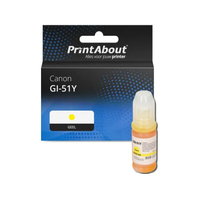 PrintAbout huismerk Inktcartridge GI-51Y Geel Geschikt voor Canon