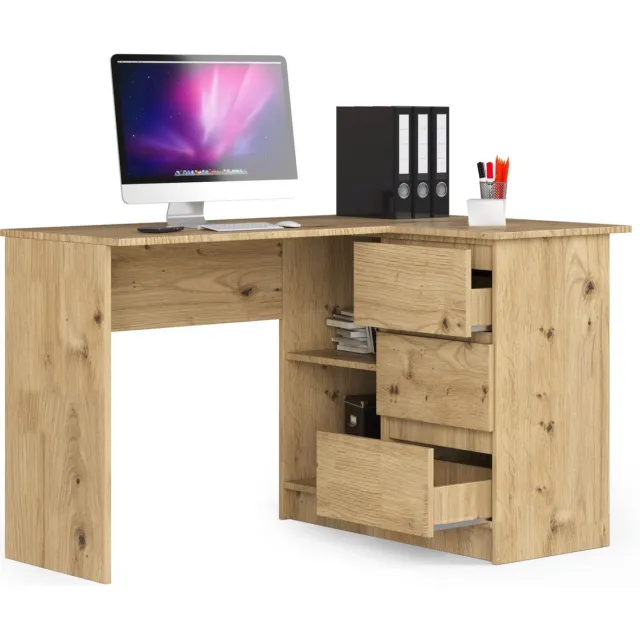 Akord Hoekbureau Rechts B16 / Computerbureau / Computer Tafel / Bureautafel Rechts / Artisan Eik / 124 x 77 x 85 cm