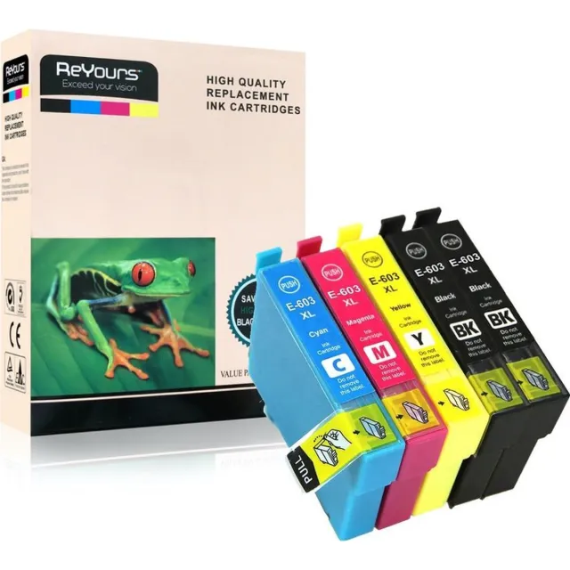 Reyours inktcartridges voor Epson 603 XL, multipack van 5 kleuren voor Epson Expression Home XP-2105 XP-3100 XP-3105 XP-4100 XP-4105 Workforce WF-2830DWF WF-2835DWF WF-2850DWF 2 x Zwart | Cyan | Magenta | Yellow