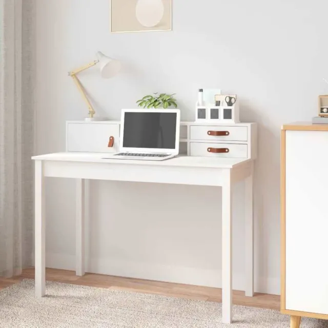 vidaXL Bureau 110x50x93 cm massief grenenhout wit, foto 2