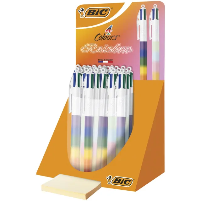 Bic Colours Rainbow 4-kleurenbalpen, medium, display van 30 stuks blauw