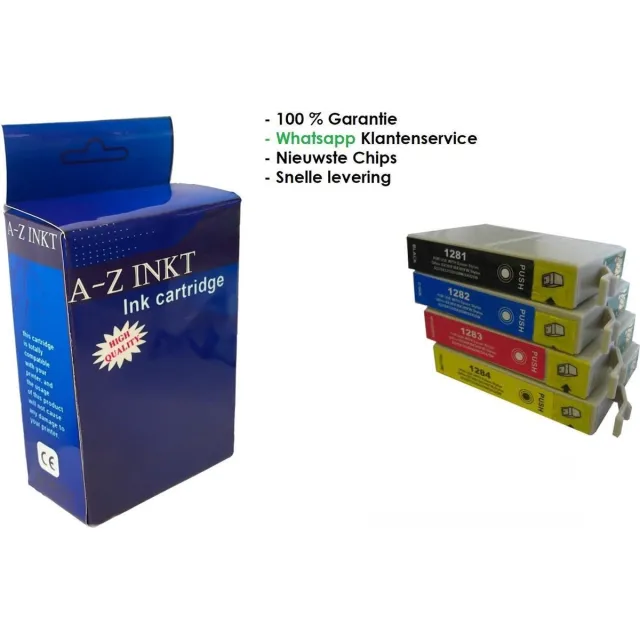 AtotZinkt Huismerk inktcartridges voor Epson T1285| Multipack van 4 cartridges voor Epson Stylus S22, SX125, SX130, SX230, SX235W, SX420, SX420W, SX425W, SX430W, SX435W, SX438W, SX440W, SX445W, Stylus Office BX305F, BX305FW