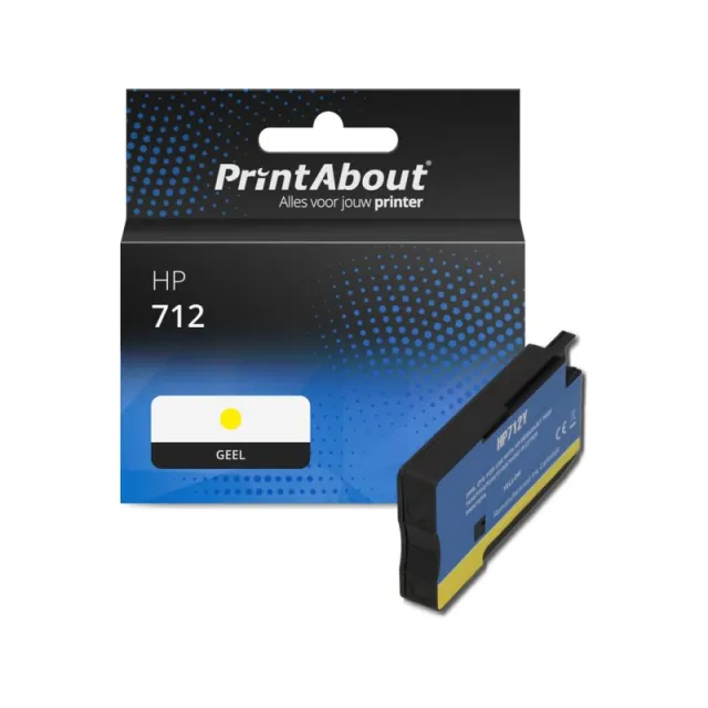 PrintAbout huismerk Inktcartridge 712 (3ED69A) Geel Geschikt voor HP